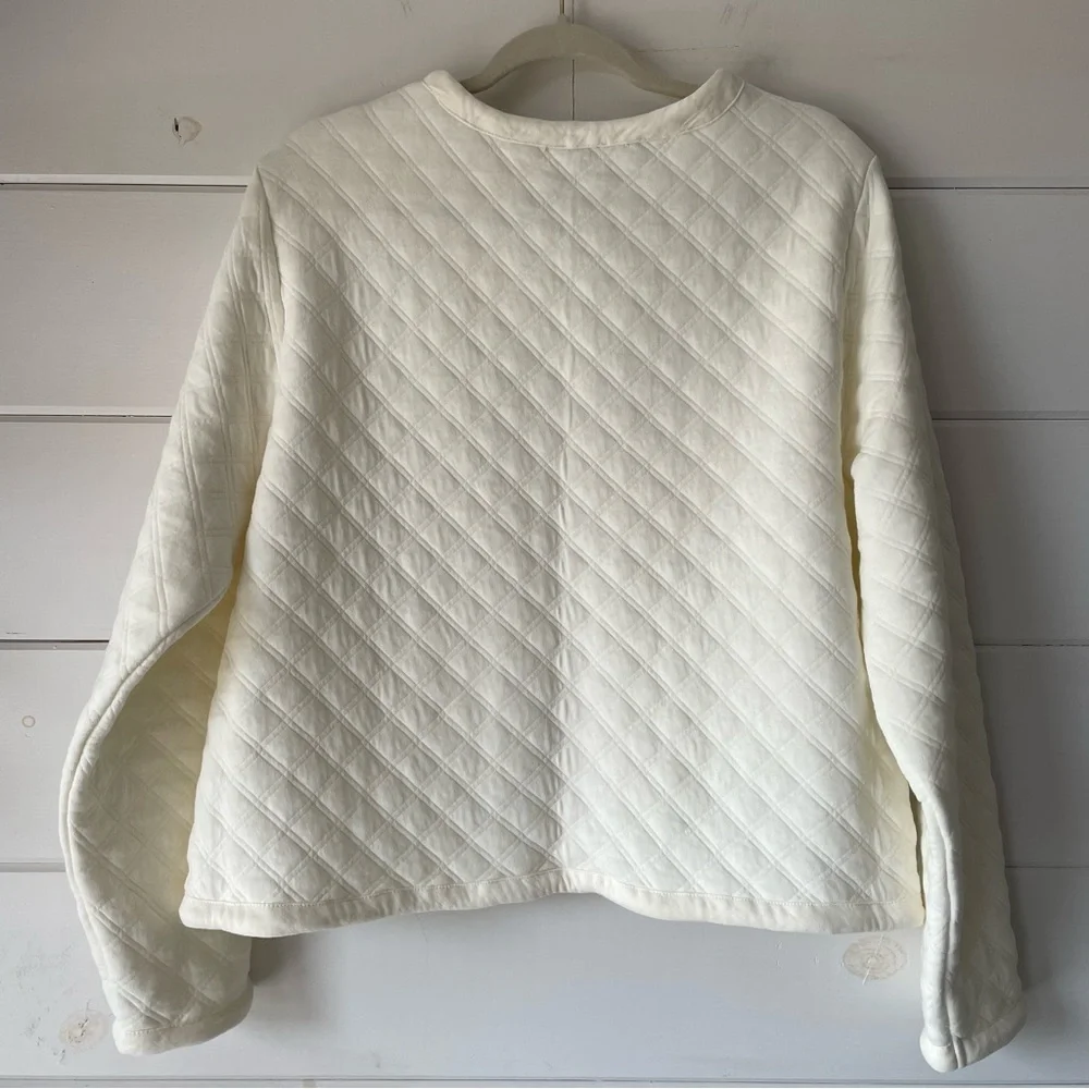 J.Crew Factory Women's Quilted Jacket Size XL Cream Long Sleeve‎ Patch Pockets - Picture 2 of 8